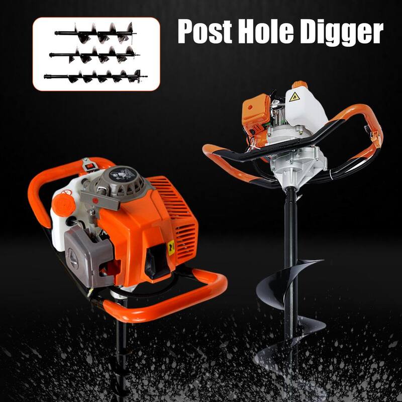 YIYIBYUS 52 cc Gasoline Engine Single-Cylinder 2-Stroke Post Hole Digger with 4 in./6 in./8 in. Bits - OT-C001-090+91