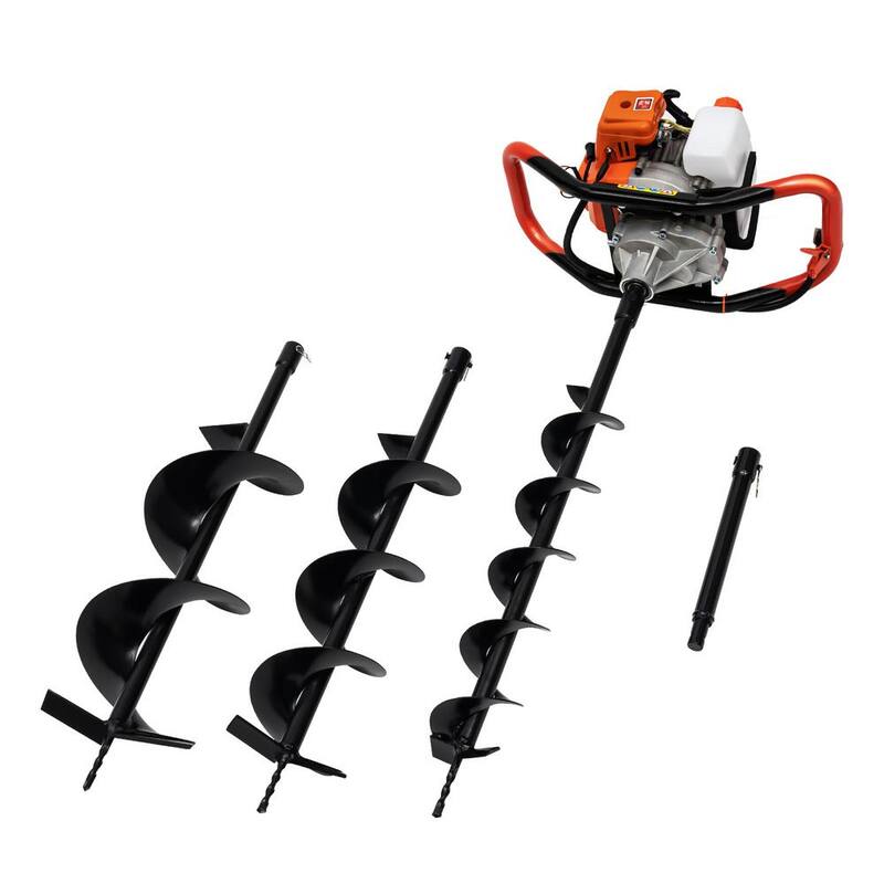 YIYIBYUS 52 cc Gasoline Engine Single-Cylinder 2-Stroke Post Hole Digger with 4 in./6 in./8 in. Bits - OT-C001-090+91