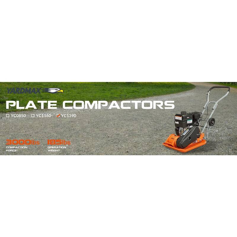 YARDMAX 3000 lb. Compaction Force Plate Compactor Briggs and Stratton 6.5HP/208cc - YC1390