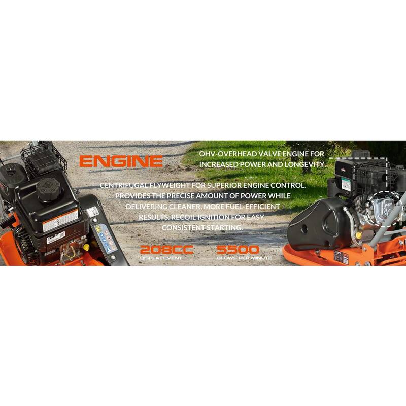 YARDMAX 3000 lb. Compaction Force Plate Compactor Briggs and Stratton 6.5HP/208cc - YC1390