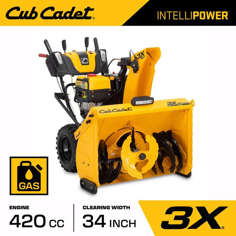 Cub Cadet 3X MAX 34 in. 420cc Fuel Injected (EFI) Three-Stage Electric Start Gas Snow Blower w/IntelliPower Hydrostatic Drive - 3X 34" MAX Hydro EFI IntelloPower