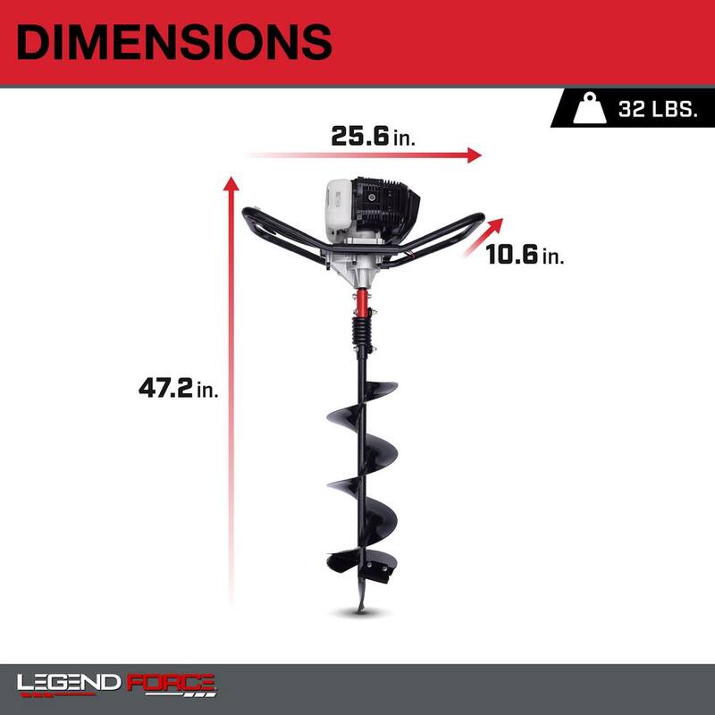 Legend Force 52 cc 2-Cycle Gas Powered 1-Man Earth Auger with 8 in. Bit - 201125