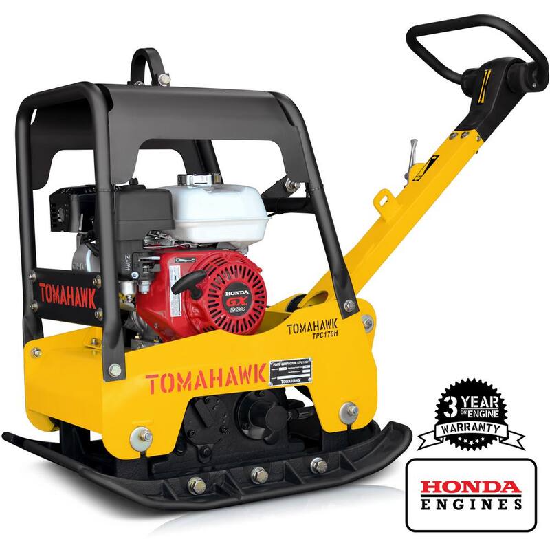Tomahawk Power 6.5 HP Honda Reverse Hydraulic Plate Compactor for Asphalt, Aggregate, Cohesive Soil Compaction - TPC170H