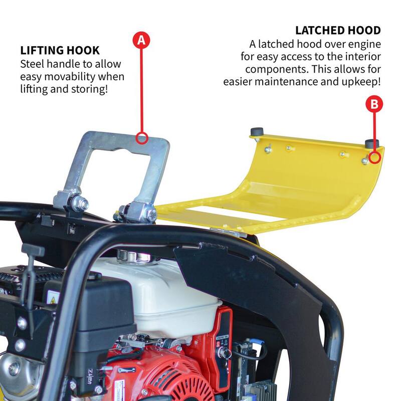 Tomahawk Power 9 HP Reverse Plate Compactor Honda GX270 Gas-Powered 11,690 lbs./sq. ft. for Soil Compaction - TPC400H