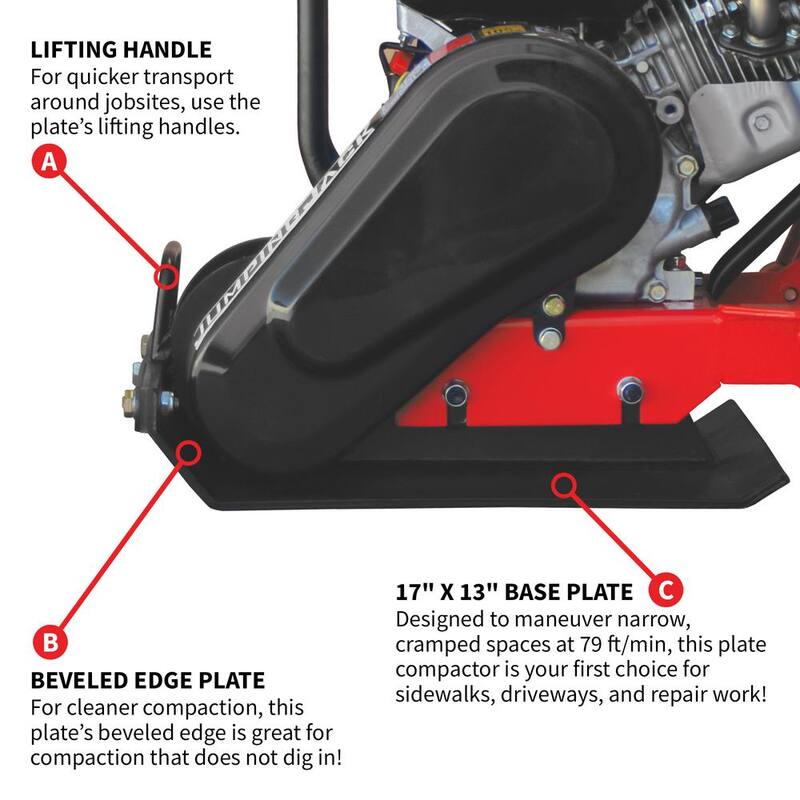 Tomahawk Power 5.5 HP Honda Vibratory Plate Compactor for Soil Compaction - JXPC50H