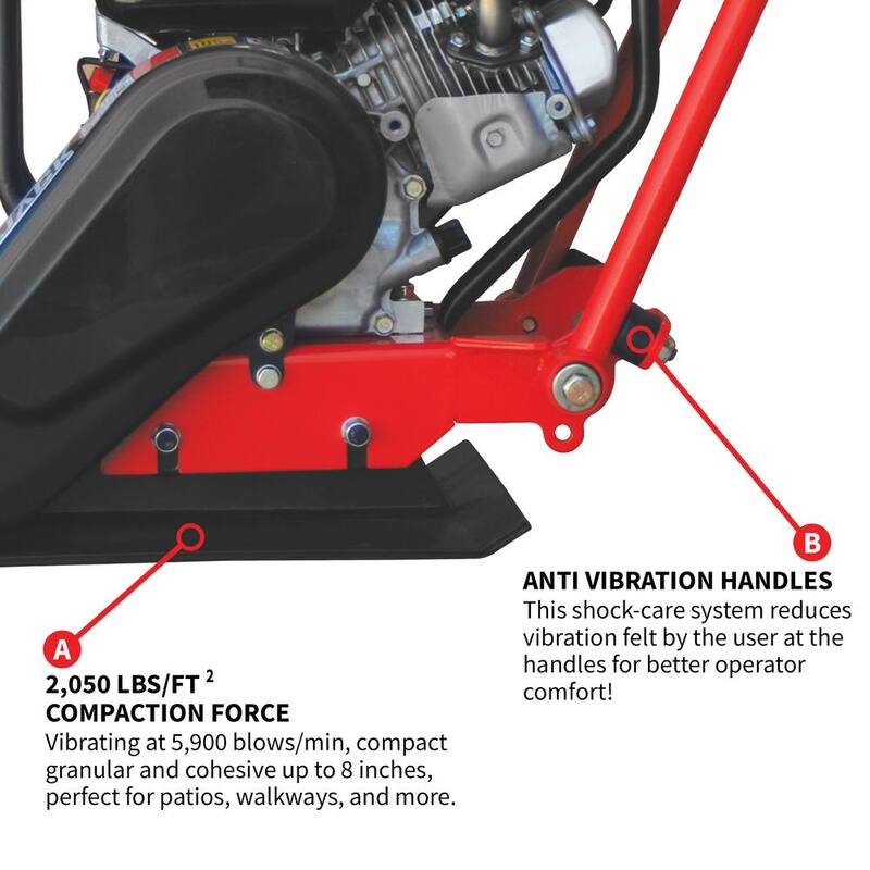 Tomahawk Power 5.5 HP Honda Vibratory Plate Compactor for Soil Compaction - JXPC50H