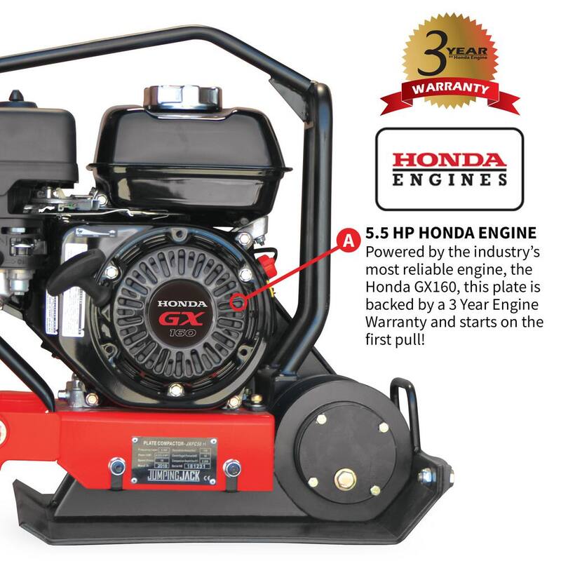 Tomahawk Power 5.5 HP Honda Vibratory Plate Compactor for Soil Compaction - JXPC50H