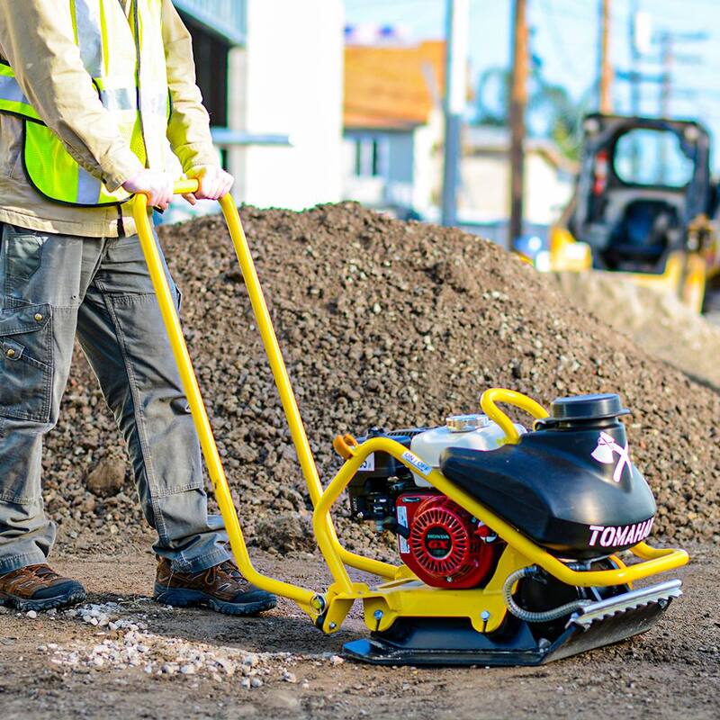 Tomahawk Power 5.5 HP Honda Vibratory Plate Compactor for Asphalt, Aggregate, Cohesive Soil Compaction with 3.5 Gal. Water Tank - TPC90H