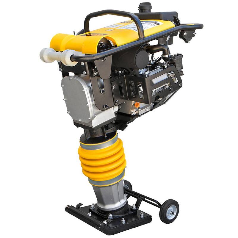 Stark 6.5 HP 4-Stroke Gas Impact Jumping Jack Tamping Rammer Vibratory Asphalt/Soil Plate Compactor with Wheel Kit - 61009-H1