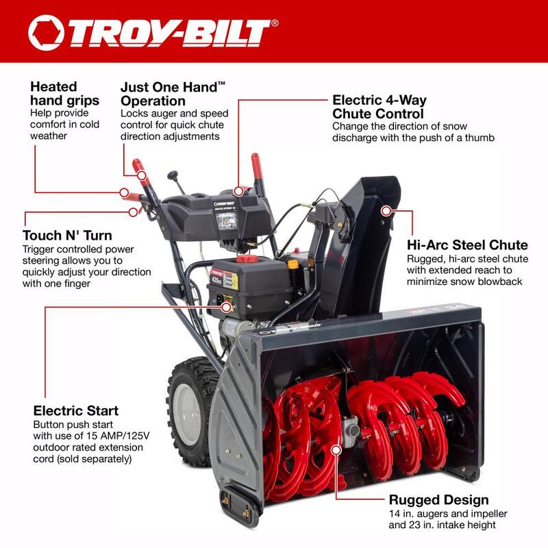 Troy-Bilt Arctic Storm 34 in. 357cc 2-Stage Electric Start Gas Snow Blower with Power Steering and Electric 4-Way Chute Control - Arctic Storm 34