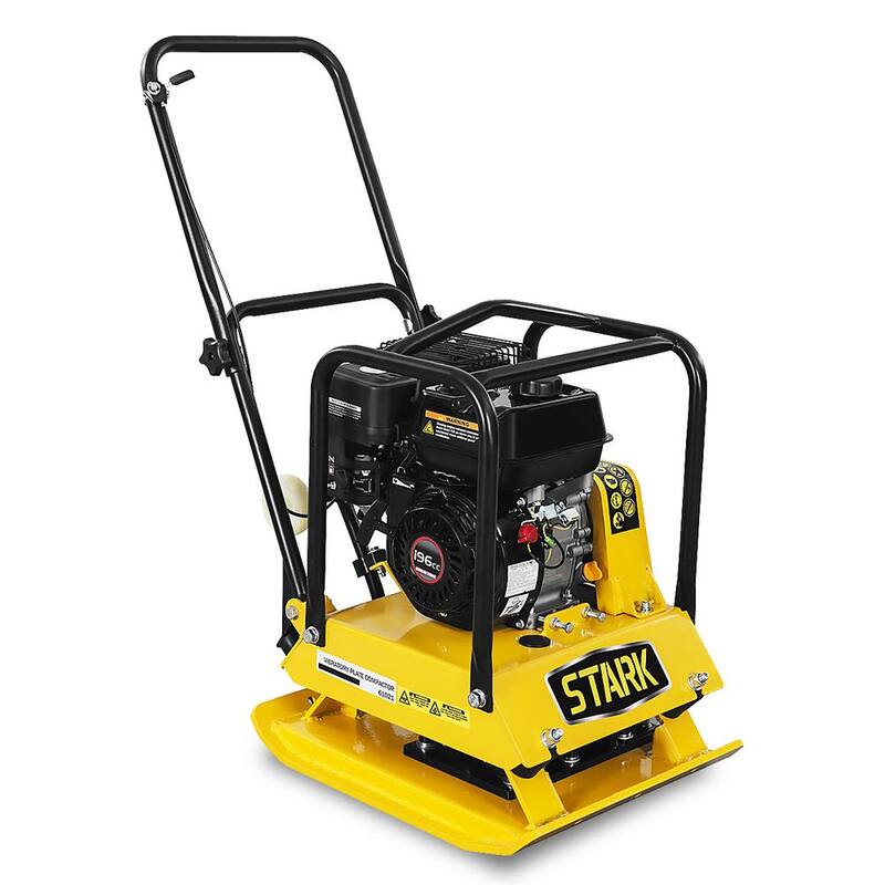 Stark 6.5 HP 196 cc 4 -Stroke Walk-Behind Soil Vibratory Plate Compactor Rammer w/Foldable Wheel and EPA Compliant - KIT61021