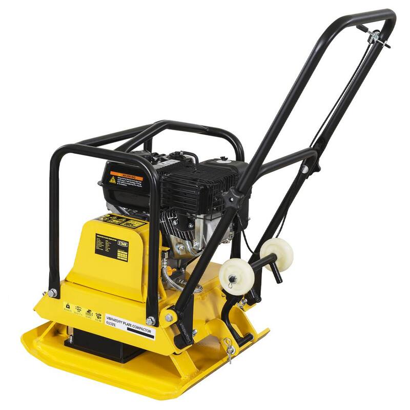 Stark 6.5 HP 196 cc 4 -Stroke Walk-Behind Soil Vibratory Plate Compactor Rammer w/Foldable Wheel and EPA Compliant - KIT61021