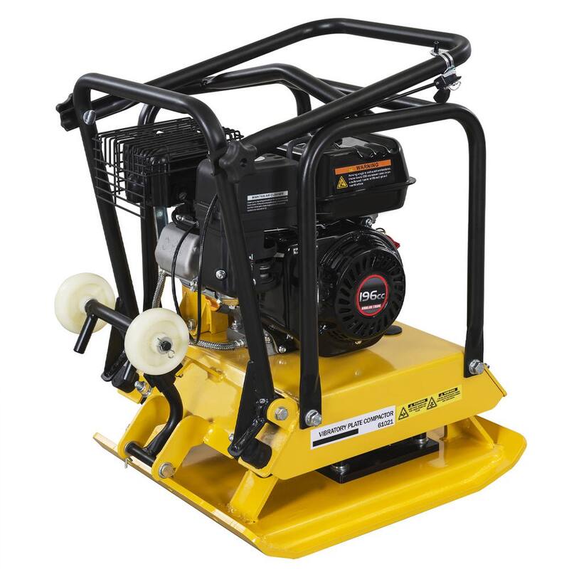 Stark 6.5 HP 196 cc 4 -Stroke Walk-Behind Soil Vibratory Plate Compactor Rammer w/Foldable Wheel and EPA Compliant - KIT61021