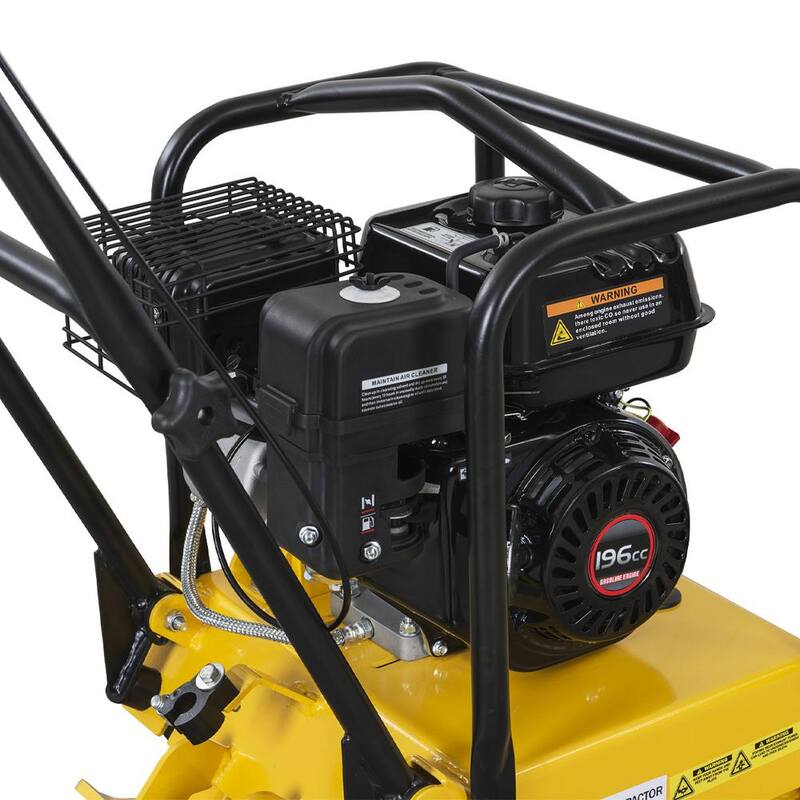 Stark 6.5 HP 196 cc 4 -Stroke Walk-Behind Soil Vibratory Plate Compactor Rammer w/Foldable Wheel and EPA Compliant - KIT61021