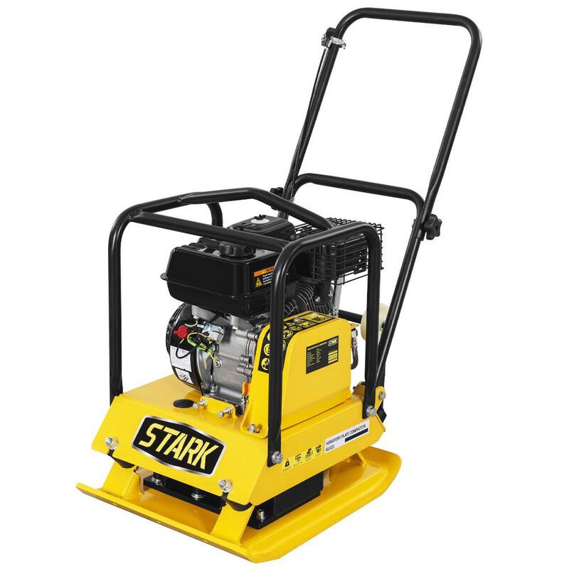 Stark 6.5 HP 196 cc 4 -Stroke Walk-Behind Soil Vibratory Plate Compactor Rammer w/Foldable Wheel and EPA Compliant - KIT61021