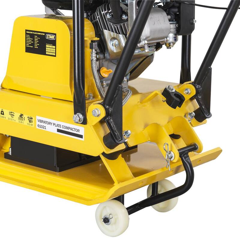 Stark 6.5 HP 196 cc 4 -Stroke Walk-Behind Soil Vibratory Plate Compactor Rammer w/Foldable Wheel and EPA Compliant - KIT61021