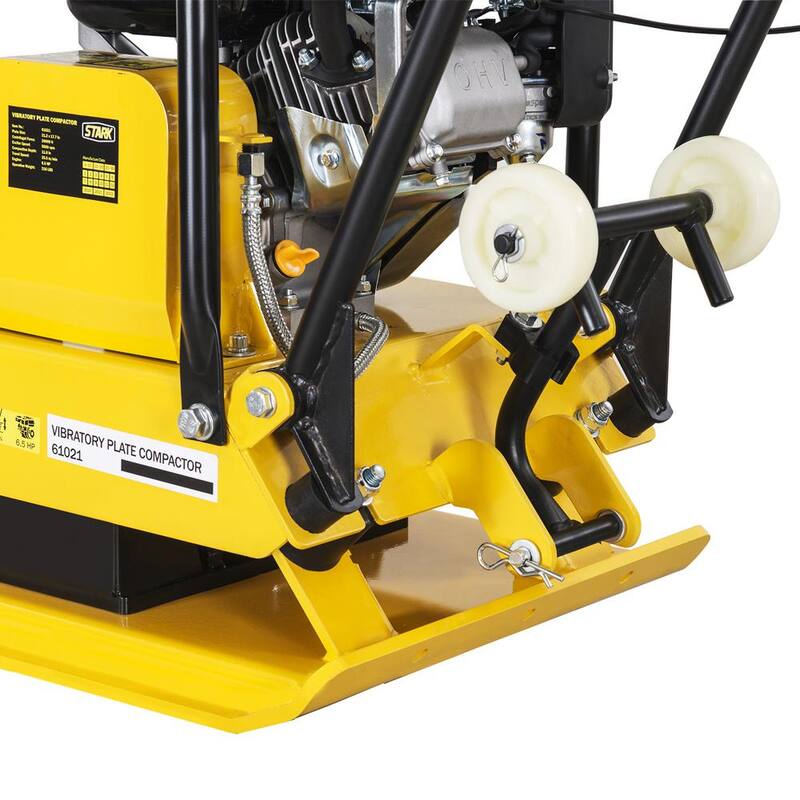 Stark 6.5 HP 196 cc 4 -Stroke Walk-Behind Soil Vibratory Plate Compactor Rammer w/Foldable Wheel and EPA Compliant - KIT61021