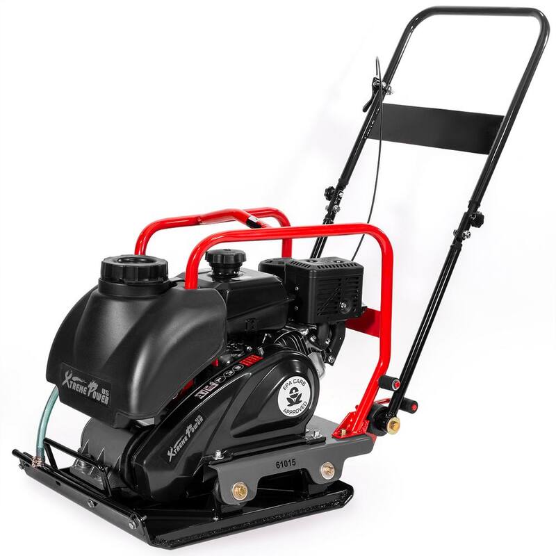 XtremepowerUS 6 HP 208 cc Kohler Gas Engine Vibratory Plate Compactor with 3.15 Gal. Water Tank, 3000 lbs. Compaction Force - 61015-H1