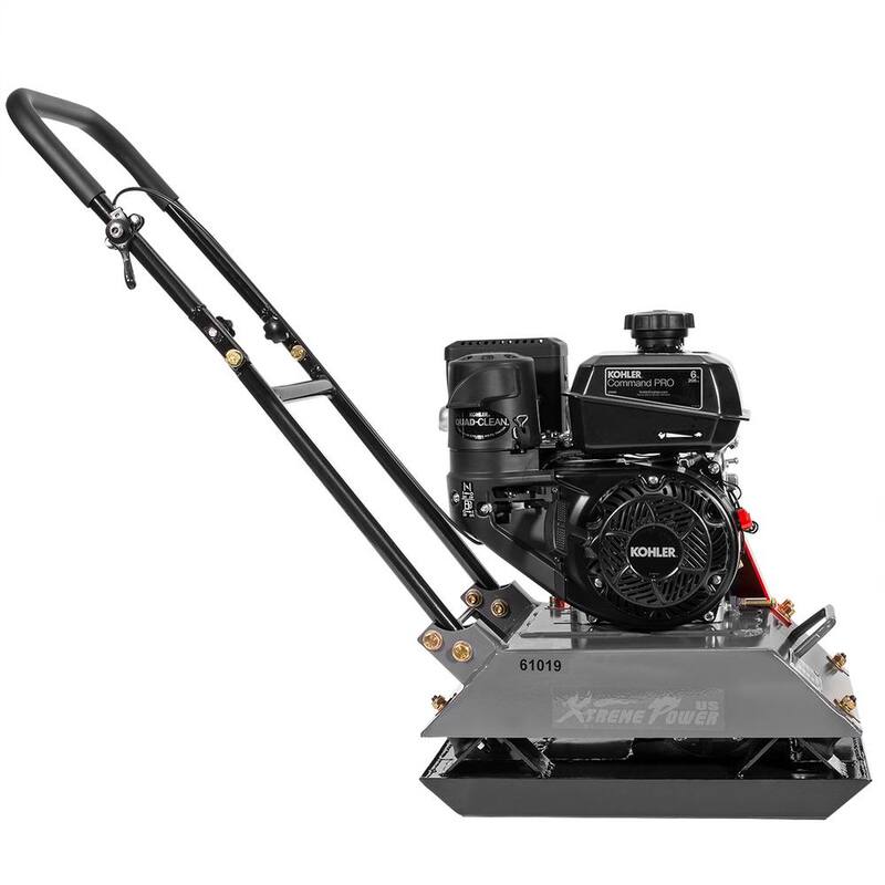 XtremepowerUS 6 HP 208 cc Kohler Gas Engine Walk-Behind Vibratory Tamper Plate Compactor, 3400 lbs. Compaction Force - 61019-H1