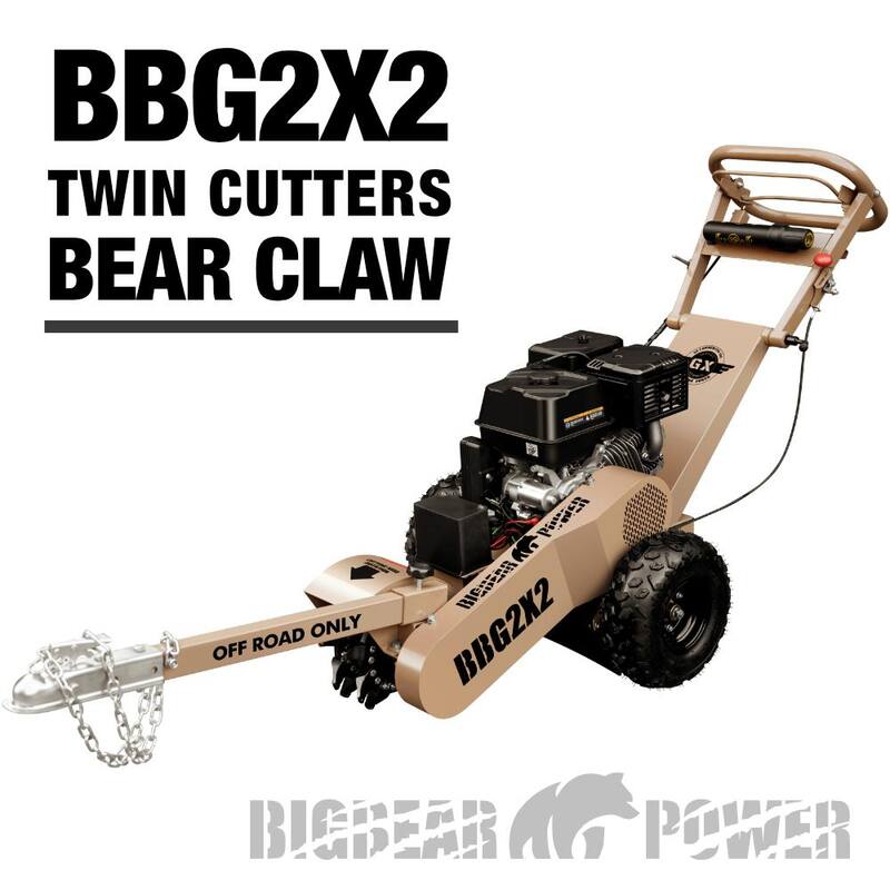 BIGBEAR POWER 12 in. Twin Cutter Tyrannic 15-HP Rato Gas Powered Bear Claw Stump Grinder - BBG2X2