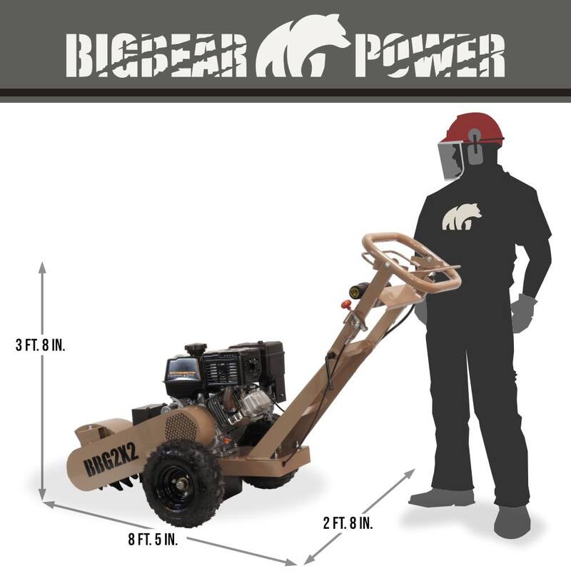 BIGBEAR POWER 12 in. Twin Cutter Tyrannic 15-HP Rato Gas Powered Bear Claw Stump Grinder - BBG2X2