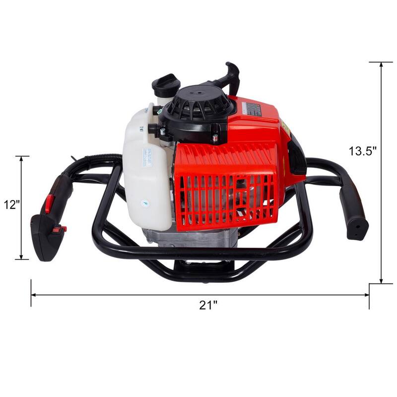 Amucolo 2.7HP Post Hole Digger 63CC Gas-Powered 2-Stroke Earth Auger Digging Drill Shaft Size 3/4 in., EPA Certificated - GH-CYW4-9917