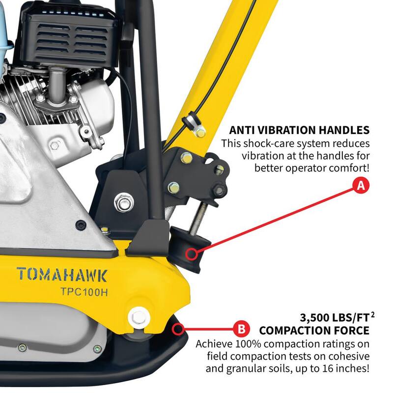Tomahawk Power 5.5HP Honda Reverse Vibratory Plate Compactor Tamper Gravel Soil Compaction - TPC100H