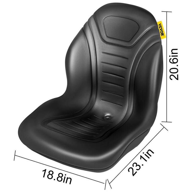 VEVOR 18.8 x 23.1 x 20.6 in. Universal Tractor Seat Replacement with Central Drain Hole Compact High Back Mower Seat, Black - MZYHS2QISSGOKYL39V0
