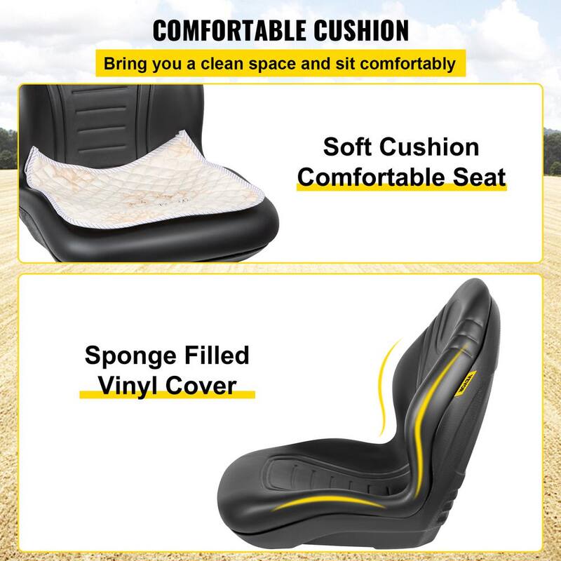 VEVOR 18.8 x 23.1 x 20.6 in. Universal Tractor Seat Replacement with Central Drain Hole Compact High Back Mower Seat, Black - MZYHS2QISSGOKYL39V0