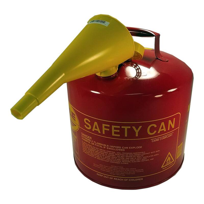 Unbranded 5 Gal. Capacity Red Galvanized Steel Type I Gasoline Safety Can with Funnel - UI50FS