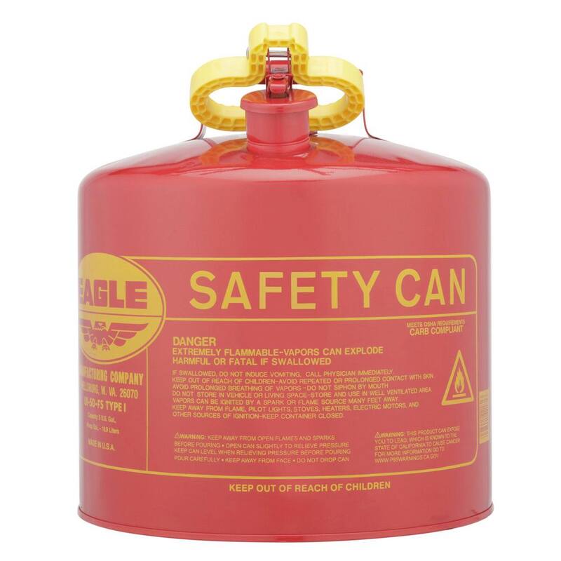 Unbranded 5 Gal. Capacity Red Galvanized Steel Type I Gasoline Safety Can with Funnel - UI50FS