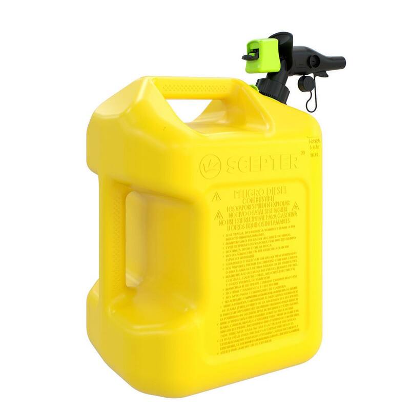 Scepter 5 gal. Smart Control Diesel Can with Rear Handle, Yellow Fuel Container - FSCD571