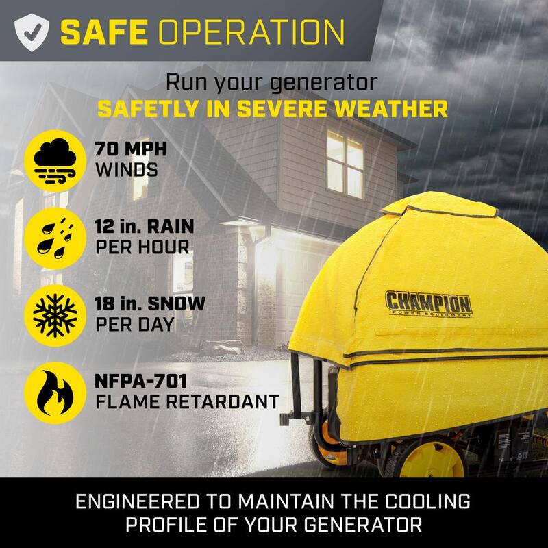 Champion Power Equipment Storm Shield Severe Weather Portable Generator Cover by GenTent for 4000 to 12,500-Starting Watts Generators - 100376