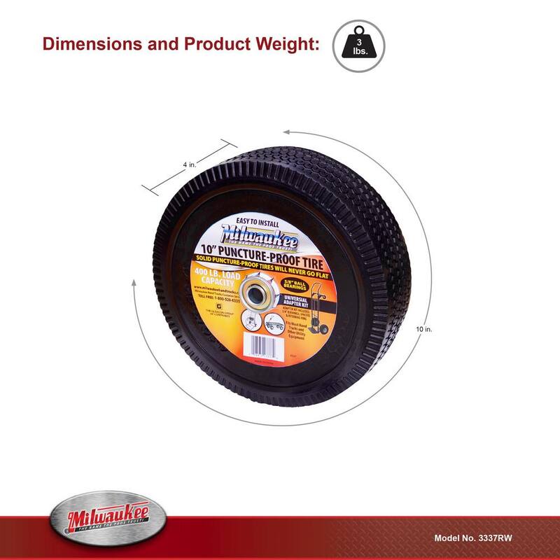 Milwaukee 10 in. Flat Free Wheel Part - 3337RW