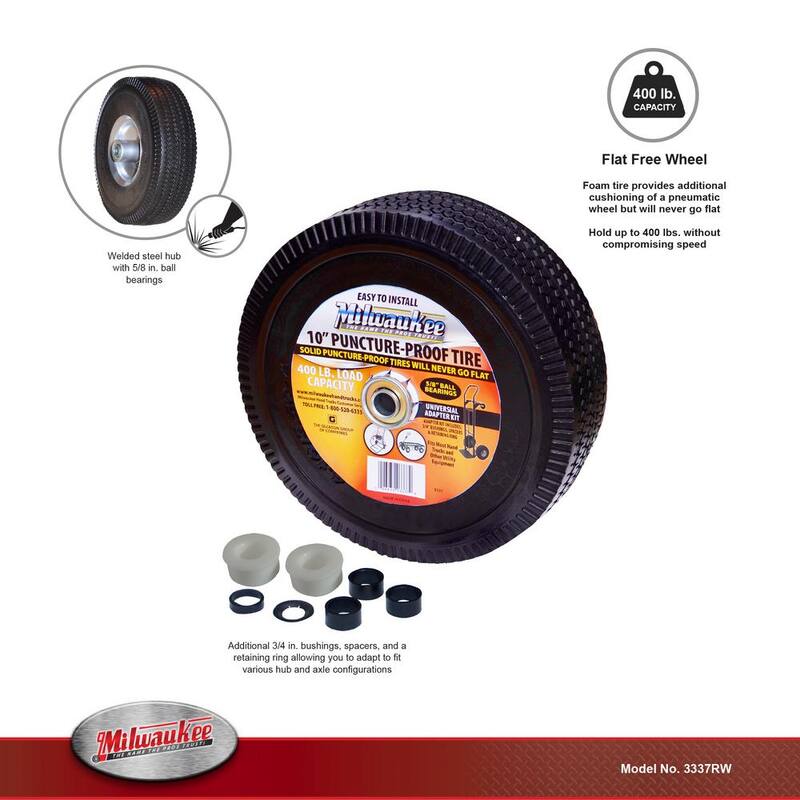 Milwaukee 10 in. Flat Free Wheel Part - 3337RW