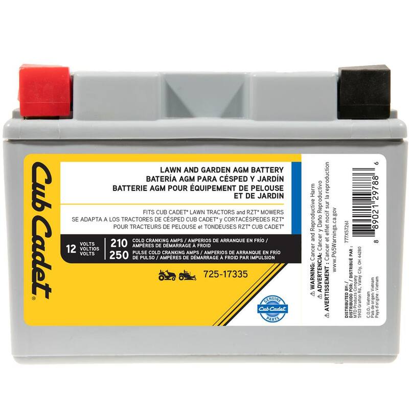 Cub Cadet Replacement 12-Volt 11 Ah 210 CCA Sealed AGM Riding Lawn Mower Battery - 725P17335