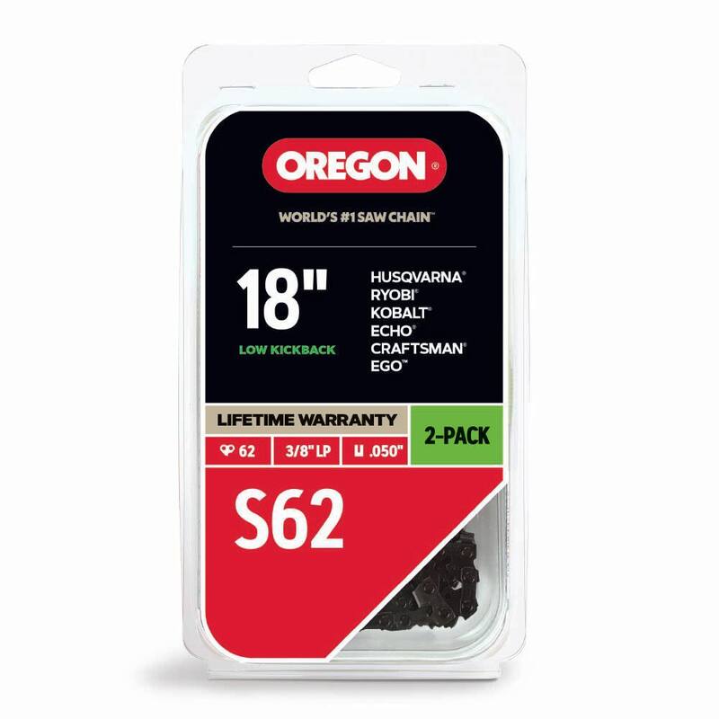 Oregon S62 Chainsaw Chain for 18 in. Bar, Fits Husqvarna, Echo, Poulan, Craftsman, Homelite and More (2-Pack) - S62T-21