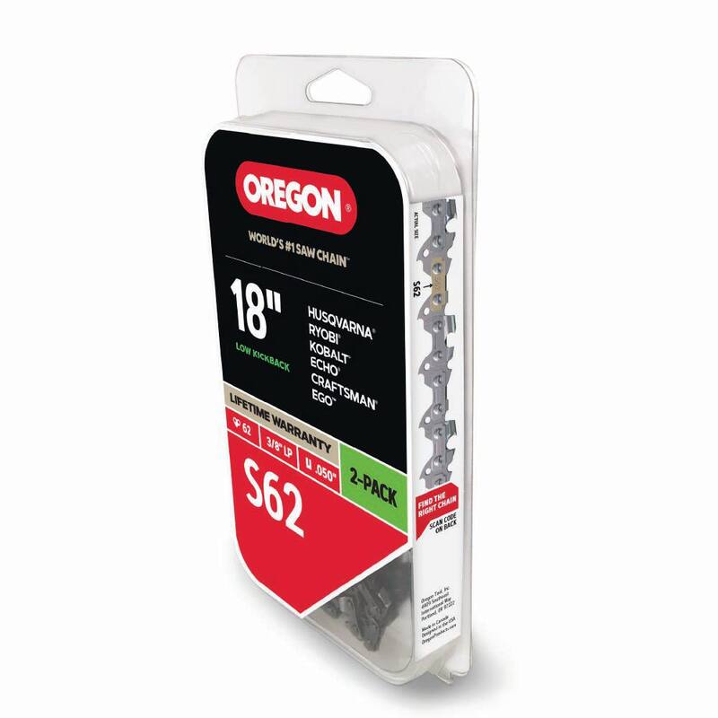 Oregon S62 Chainsaw Chain for 18 in. Bar, Fits Husqvarna, Echo, Poulan, Craftsman, Homelite and More (2-Pack) - S62T-21
