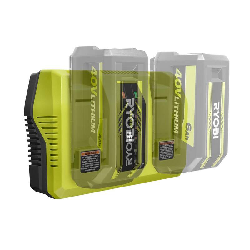 RYOBI 40-Volt Lithium Ion Dual Port Rapid Charger - OP409A
