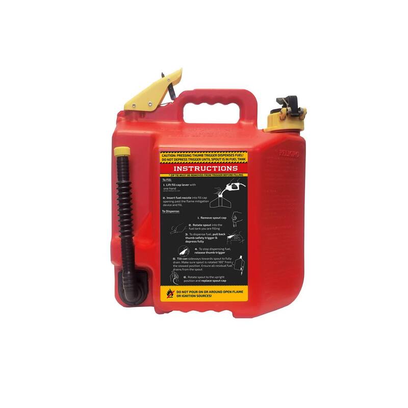 SureCan 5 Gallon Gasoline Type II Safety Can Red with Flexible Rotating Spout - SUR5SFG2