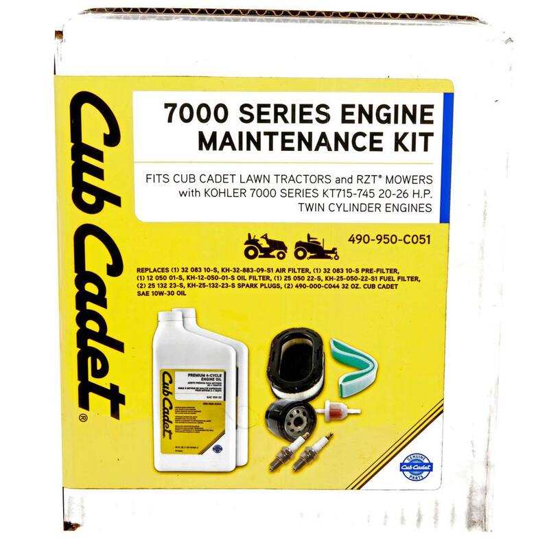Cub Cadet Engine Maintenance Kit for Lawn Tractors and RZT Mowers with Kohler 7000 Series Twin Cylinder Engine - 490-950-C051
