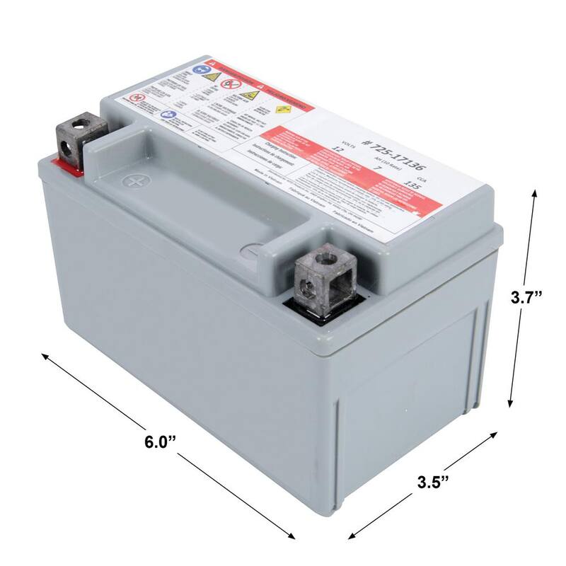 MTD Genuine Factory Parts Replacement 12-Volt 7 Ah 135 CCA Sealed AGM Riding Lawn Mower Battery - 725P17136