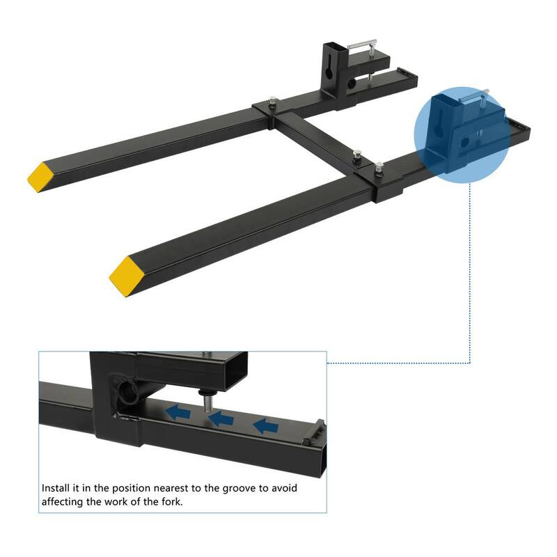 Karl home 4000 lbs. 60 in. Clamp-On Pallet Forks Skid Steer Loader Bucket with Adjustable Stabilizer Ba - 663734192115