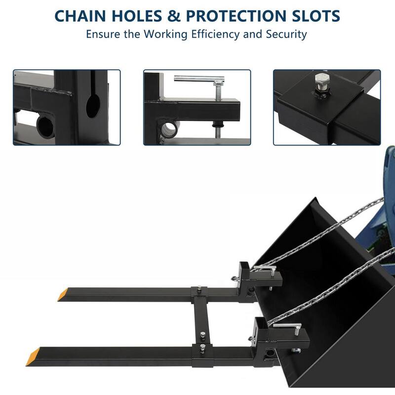 Karl home 4000 lbs. 60 in. Clamp-On Pallet Forks Skid Steer Loader Bucket with Adjustable Stabilizer Ba - 663734192115