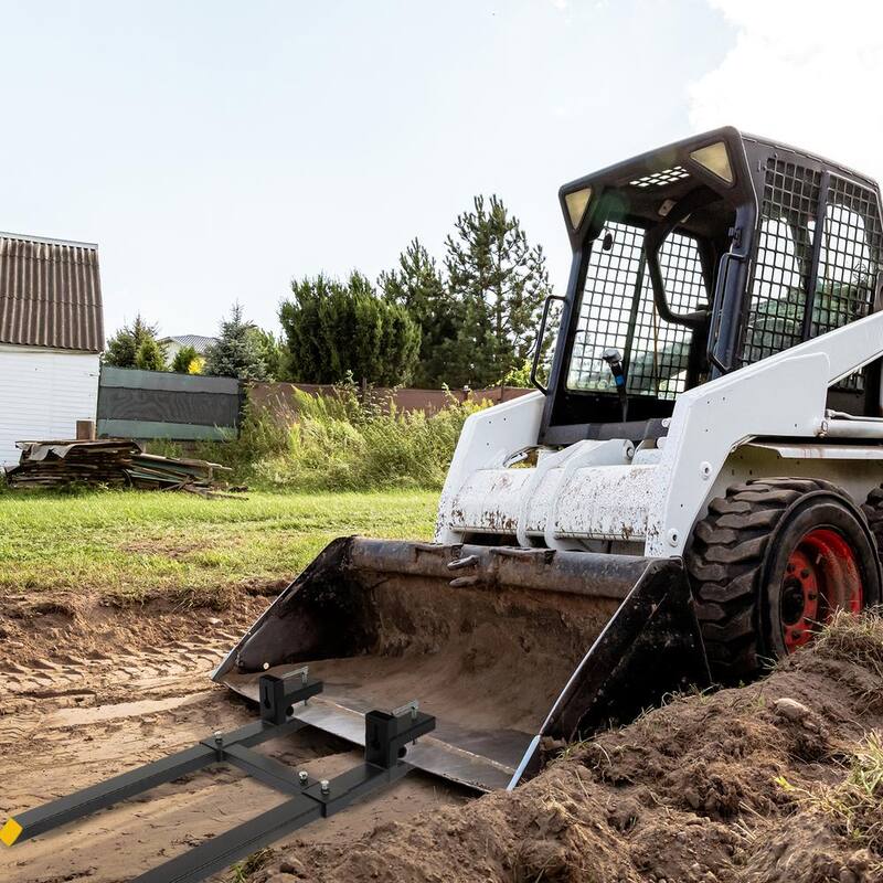 Karl home 4000 lbs. 60 in. Clamp-On Pallet Forks Skid Steer Loader Bucket with Adjustable Stabilizer Ba - 663734192115