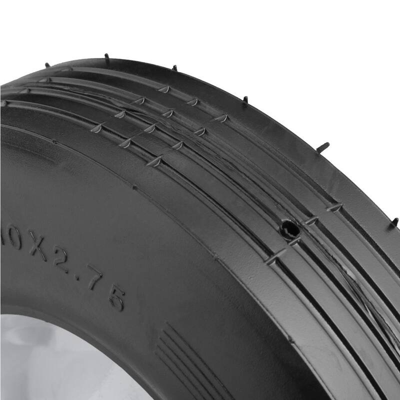 Powercare 10 in. x 2.75 in. Flat Free Universal Hand Truck Wheel with 5/8 in. Ball Bering and Ribbed Tread - H-10275-B