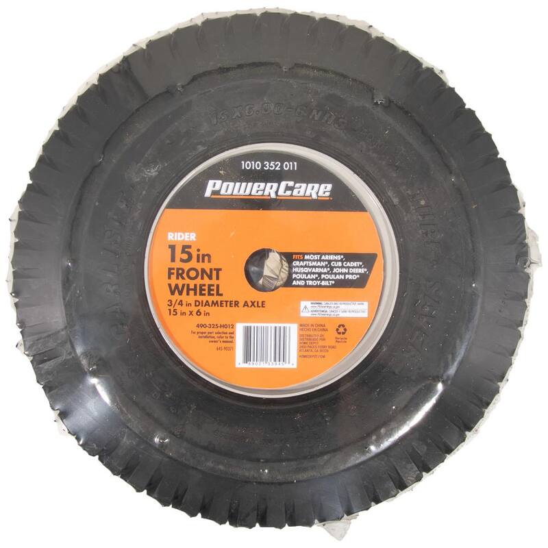 Powercare Universal 15 in. x 6 in. Front Wheel Assembly for Lawn Tractors and Zero Turn Mowers - 490-325-H012