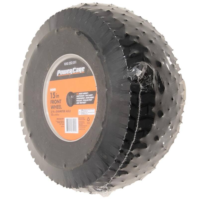 Powercare Universal 15 in. x 6 in. Front Wheel Assembly for Lawn Tractors and Zero Turn Mowers - 490-325-H012