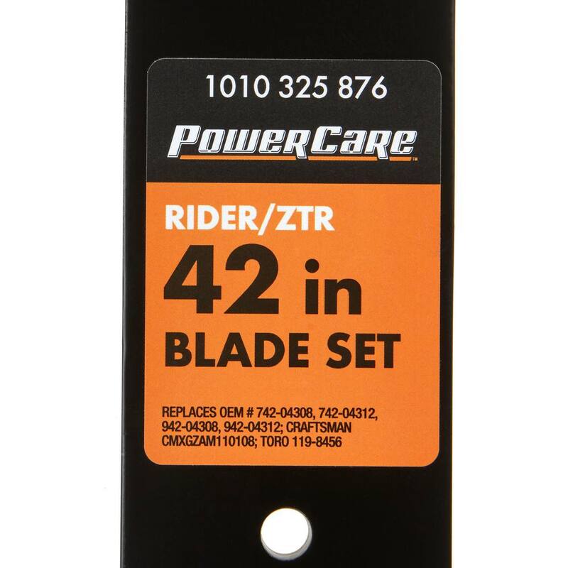 Powercare 2 Blade Set for 42" cut Cub Cadet, Troy-Bilt, Craftsman, Replaces OEM numbers 742-04308, 942-04312, 119-8456 - PCR1556