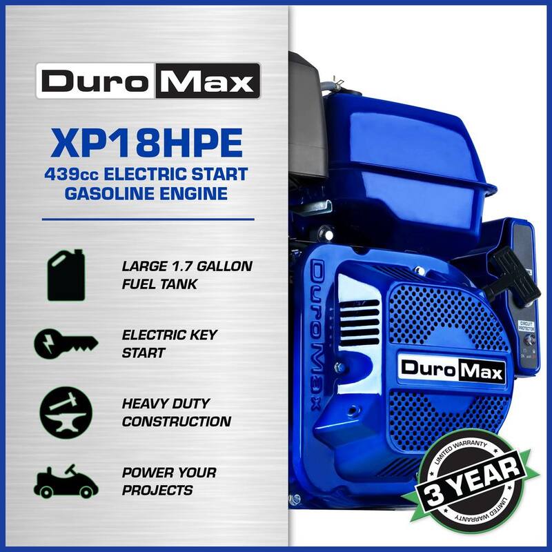 DUROMAX 440cc 1 in. Gasoline Multi-Purpose Horizontal Key Shaft Recoil/Electric Start Portable Engine 50-State - XP18HPE